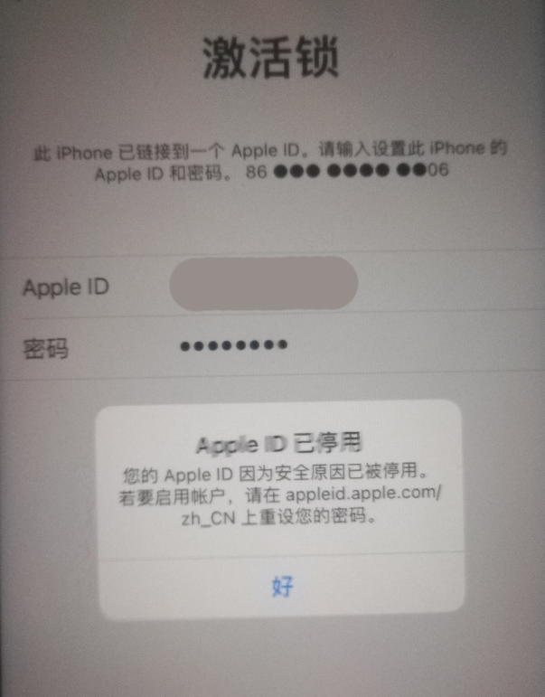 阳谷苹果手机维修分享iPhone 12 出现提示“Apple ID 已停用”怎么办 